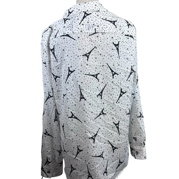 Karl Lagerfeld button down top with Paris Eiffel Tower Print size XL - Picture 4 of 12